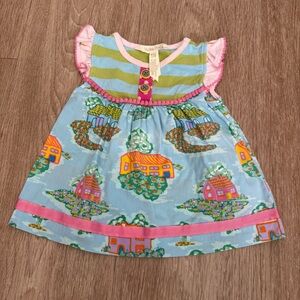 Matilda Jane blue, pink, green cottage-print girls dress